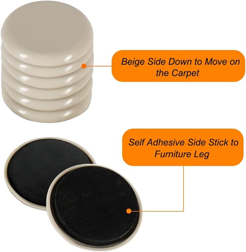 Shintop Furniture Sliders, 12pcs Furniture Movers 2 Inch Moving Pads Self Adhesive Gliders for Carpet and Hardwood Floors(Beige) - Image 3
