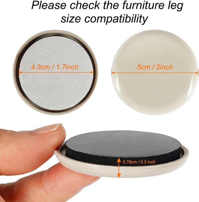 Shintop Furniture Sliders, 12pcs Furniture Movers 2 Inch Moving Pads Self Adhesive Gliders for Carpet and Hardwood Floors(Beige) - Image 2