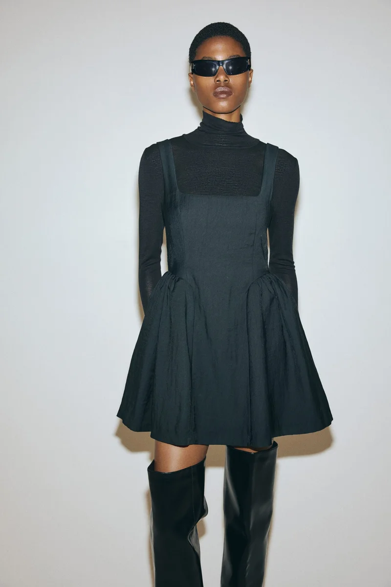 H&M Gathered square-neck dress