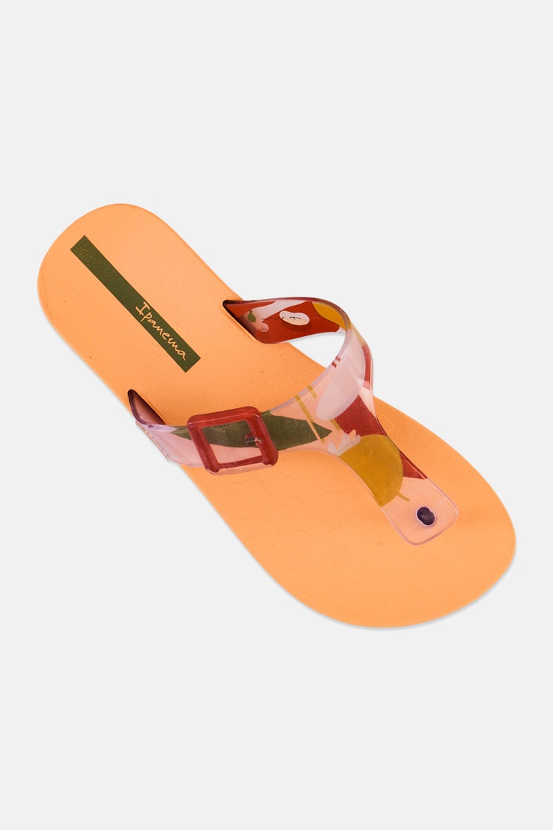 Ipanema Kids Girl Slip On Brand Logo Flip Flop, Orange  - Image 4