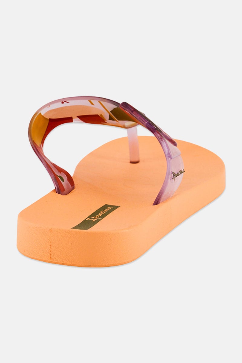 Ipanema Kids Girl Slip On Brand Logo Flip Flop, Orange  - Image 2