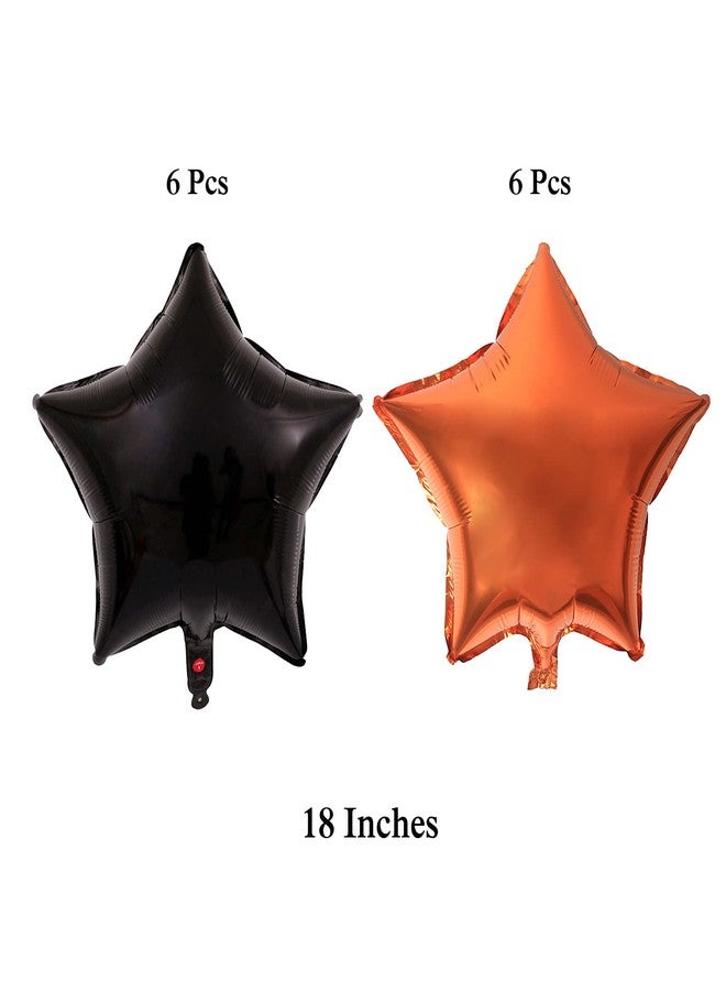 Creaides 12Pcs 18" Foil Star Balloons Helium Mylar Black Orange Star Balloons for Wedding Birthday Baby Shower Halloween Christmas Party Decorations - Image 2