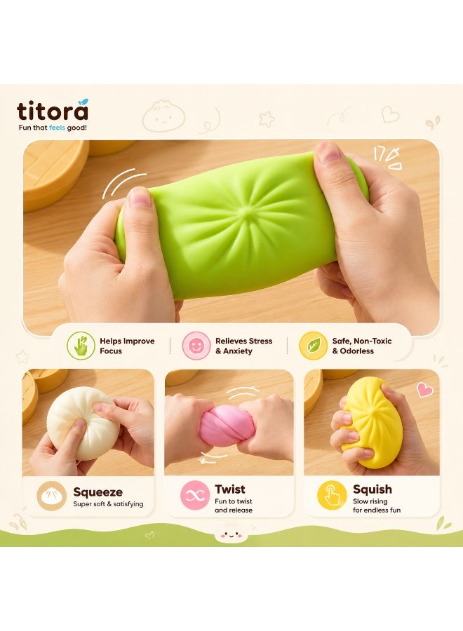 Titora Squishy Dumpling Mystery Blind Box, Soft Squeeze Surprise Bun Toy, Slow Rising Sensory Fidget Toy for Kids 3+ (1 Pc) - Image 4