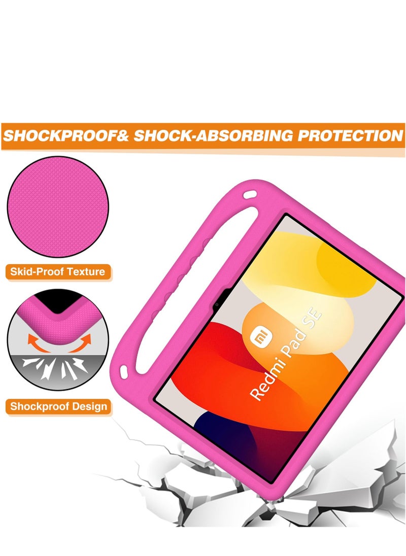 Generic - Kids Case For Xiaomi Redmi Pad SE 11-Inch (2023) EVA Foam Lightweight Shockproof Duarable Tablet Cover with Handle Stand Case For Children Firendly Pink - Image 1