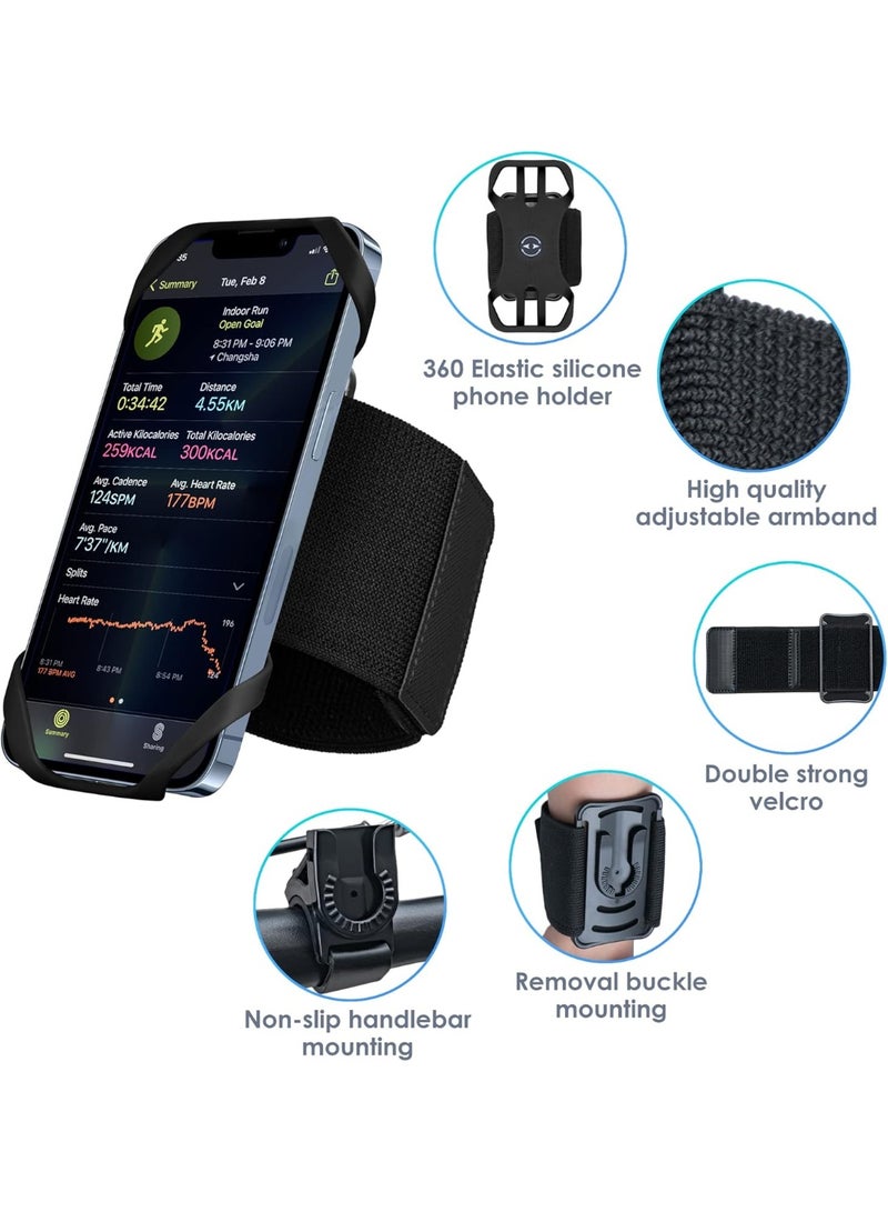 PYC 360° Rotatable Running Phone Armband, 3-in-1 Detachable Sports Holder for 4.5-7'' iPhone  Huawei, Bicycle  Hiking Mount - Image 4