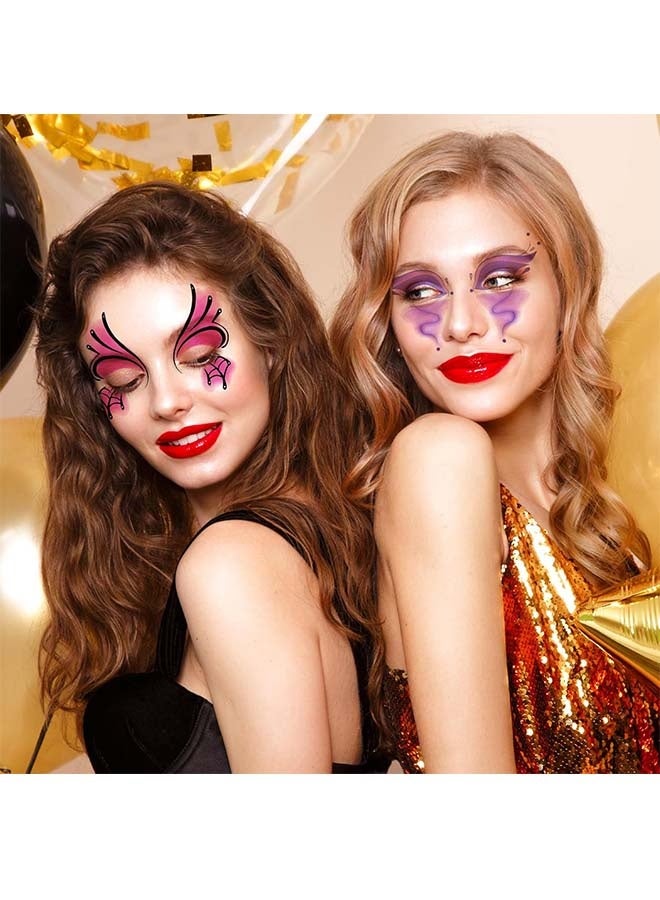 ٦ أوراق وشم الفراشة - وشم مؤقت للوجه للنساء والفتيات، ١٧ زوجًا - Image 4