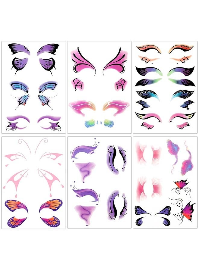 ٦ أوراق وشم الفراشة - وشم مؤقت للوجه للنساء والفتيات، ١٧ زوجًا - Image 2