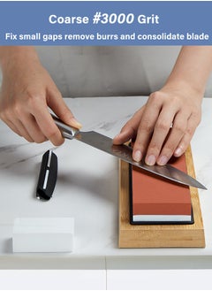 INKBIRD Sharpening Stone 2-in 1 Whetstone Knife Sharpener Stone Dual Sides 3000/8000 Grit Knife Sharpening Kit Wet Stone with Flattening Stone Angle Guide Non-Slip Bamboo Base for Kitchen Pocket Knife  - Image 2