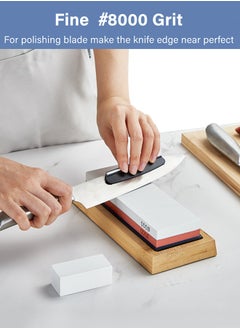 INKBIRD Sharpening Stone 2-in 1 Whetstone Knife Sharpener Stone Dual Sides 3000/8000 Grit Knife Sharpening Kit Wet Stone with Flattening Stone Angle Guide Non-Slip Bamboo Base for Kitchen Pocket Knife  - Image 3