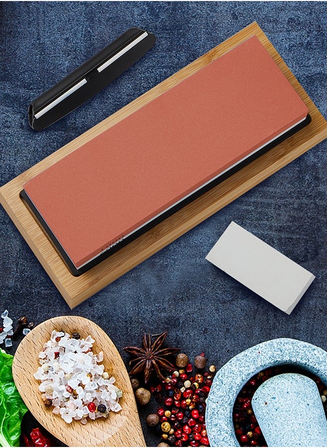 INKBIRD - Sharpening Stone 2-in 1 Whetstone Knife Sharpener Stone Dual Sides 3000/8000 Grit Knife Sharpening Kit Wet Stone with Flattening Stone Angle Guide Non-Slip Bamboo Base for Kitchen Pocket Knife - Image 1