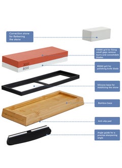 INKBIRD Sharpening Stone 2-in 1 Whetstone Knife Sharpener Stone Dual Sides 3000/8000 Grit Knife Sharpening Kit Wet Stone with Flattening Stone Angle Guide Non-Slip Bamboo Base for Kitchen Pocket Knife  - Image 5