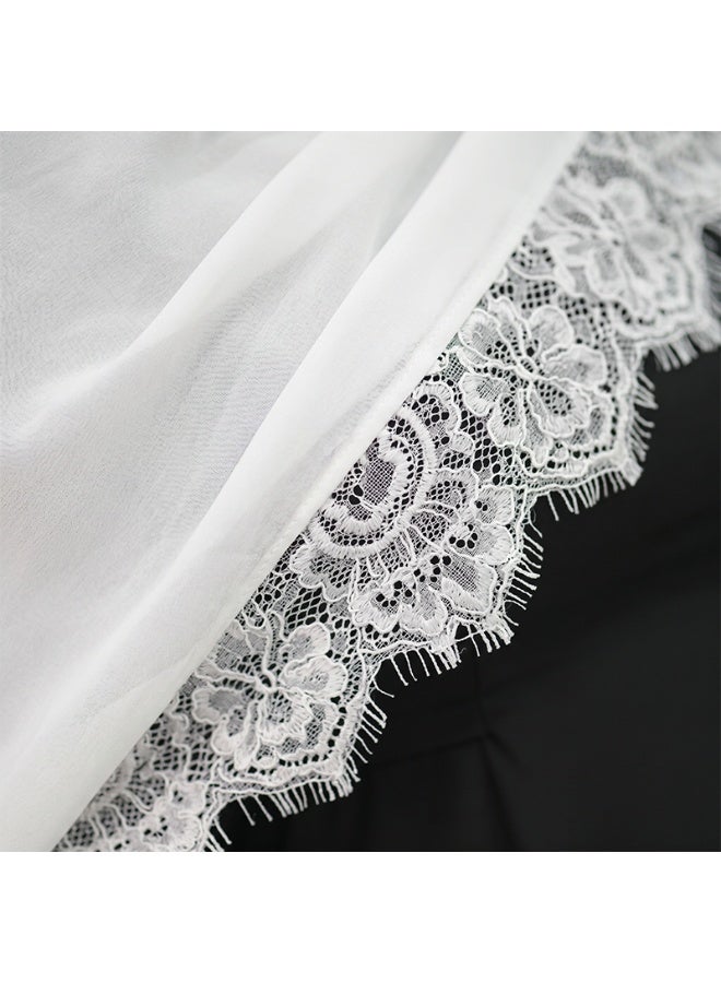 Women's Lace-Trimmed Plain Rayon Scarf: Breathable Shawl and Headscarf - Image 3
