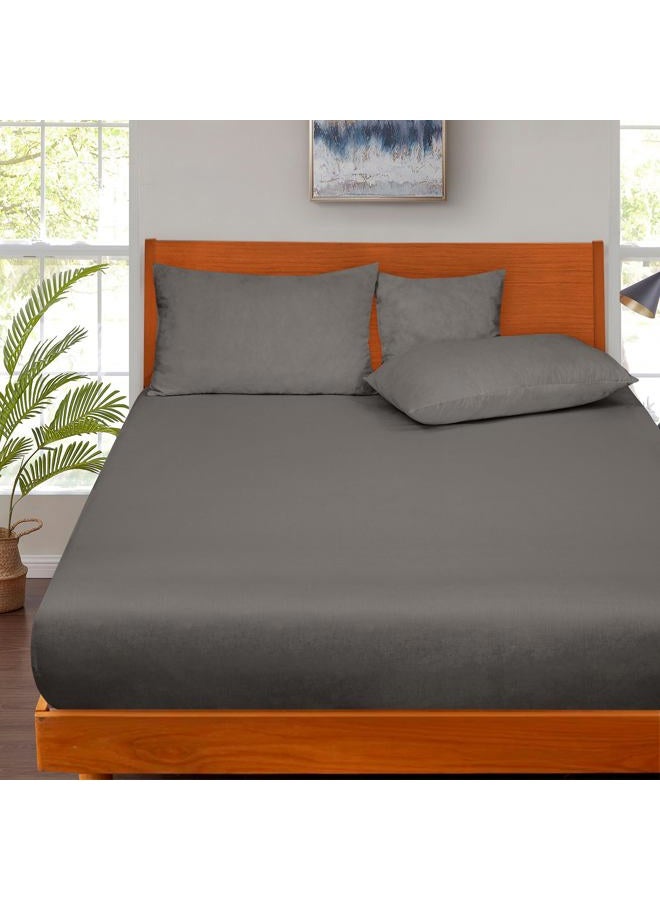 ROYALE LINENS 300 Thread Count 100% Long Staple Combed Cotton Fitted Sheet Twin - Super Soft Deep Pocket Bottom Sheet - Fitted Sheets Only - Elastic Sheets (Twin, Grey) - Image 5