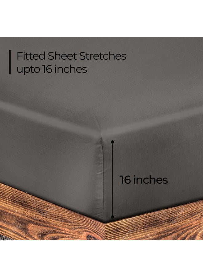 ROYALE LINENS 300 Thread Count 100% Long Staple Combed Cotton Fitted Sheet Twin - Super Soft Deep Pocket Bottom Sheet - Fitted Sheets Only - Elastic Sheets (Twin, Grey) - Image 2