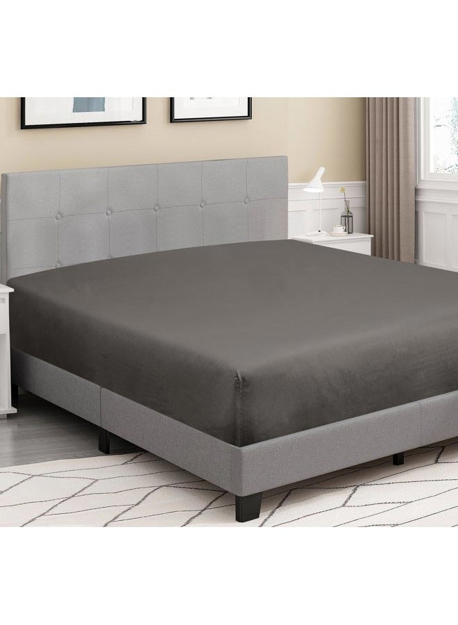 ROYALE LINENS 300 Thread Count 100% Long Staple Combed Cotton Fitted Sheet Twin - Super Soft Deep Pocket Bottom Sheet - Fitted Sheets Only - Elastic Sheets (Twin, Grey) - Image 4