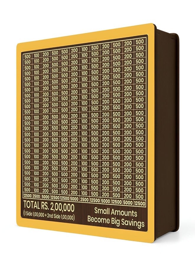 Corceptive ₹2,00,000 Savings Challenge Wooden Coin Box Money Saving Box with 100/200/500 Amount Tracker Cash Saving Piggy Bank Goal Planner Deposit Box for Kids Adults Home Office Finance Planner - Image 3