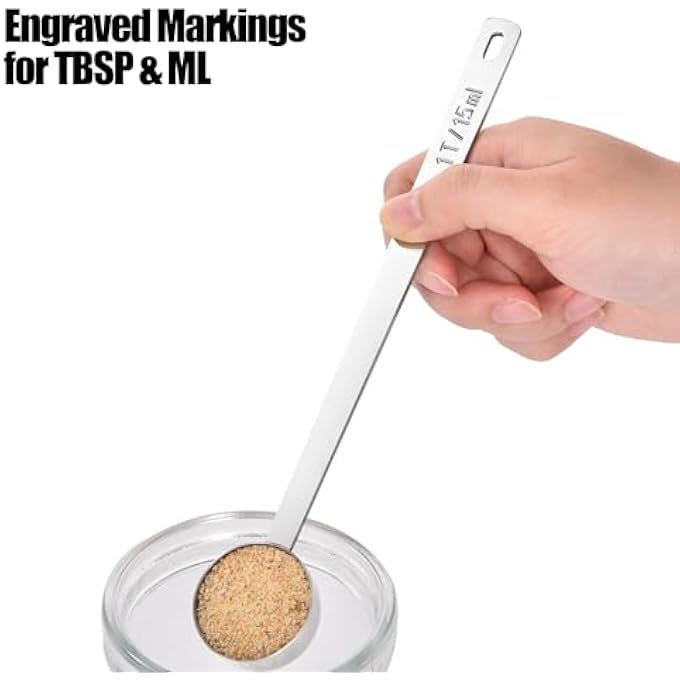 ريحني ملعقة قهوة معدنية لقياس المغرفة، ملعقة حبوب قهوة من الفولاذ المقاوم للصدأ بدرجة 188 بمقبض طوله 175 سم، ملعقة كبيرة للقهوة المطحونة، مساحيق بروتين الإسبريسو، سكر شاي ملعقة كبيرة - Image 3