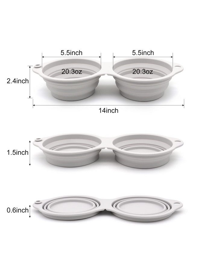 Collapsible Dog Bowls,Integrated Molding Dog Double Bowl No Plastic Rim 2 In 1 Foldable Pet Food & Water Bowl Cat Feeder Dish For Walking,Hiking,Camping (Cold Grey) - Image 4