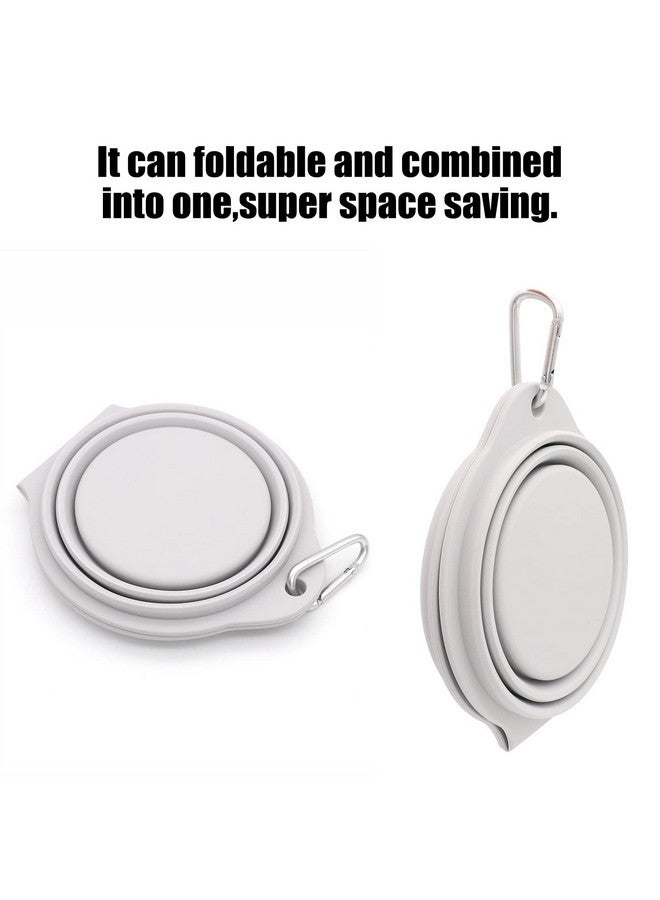 Collapsible Dog Bowls,Integrated Molding Dog Double Bowl No Plastic Rim 2 In 1 Foldable Pet Food & Water Bowl Cat Feeder Dish For Walking,Hiking,Camping (Cold Grey) - Image 3
