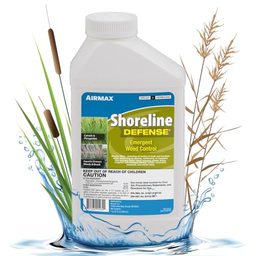 Airmax Shoreline Defense Emergent Weed Control Concentrated Treatment, Aquatic Herbicide (Glyphosate) for Phragmites, Pond Grass & Cattails, 1 Quart - Image 1