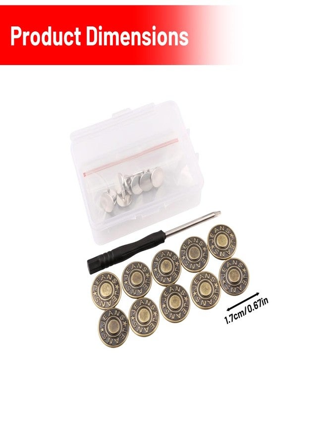 BharatBazaar 10PCS Jeans Button Pins, Jeans Waist Tightener for Loose Jeans, Adjustable Jeans Button Pins Kit with Screwdriver and Storage Box, Detachable Jean Button Accessories Set - Image 2