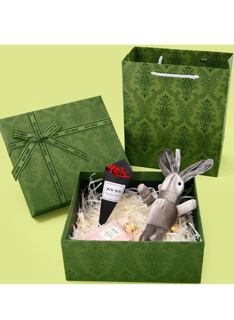 KCDMBUE Luxury Large Gift Box, Empty Storage Box for Lipstick, Jewelry, and Special Presents, Elegant Birthday Anniversary Surprise Gift Wrap Box (Green 28x20x9cm)  - Image 5