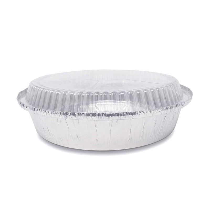 Fig & Leaf (40 Pack) Premium 8-Inch Round Foil Pans with Plastic Dome Lids l Heavy Duty l Disposable Aluminum Tin for Roasting, Baking, or Cooking - Image 2
