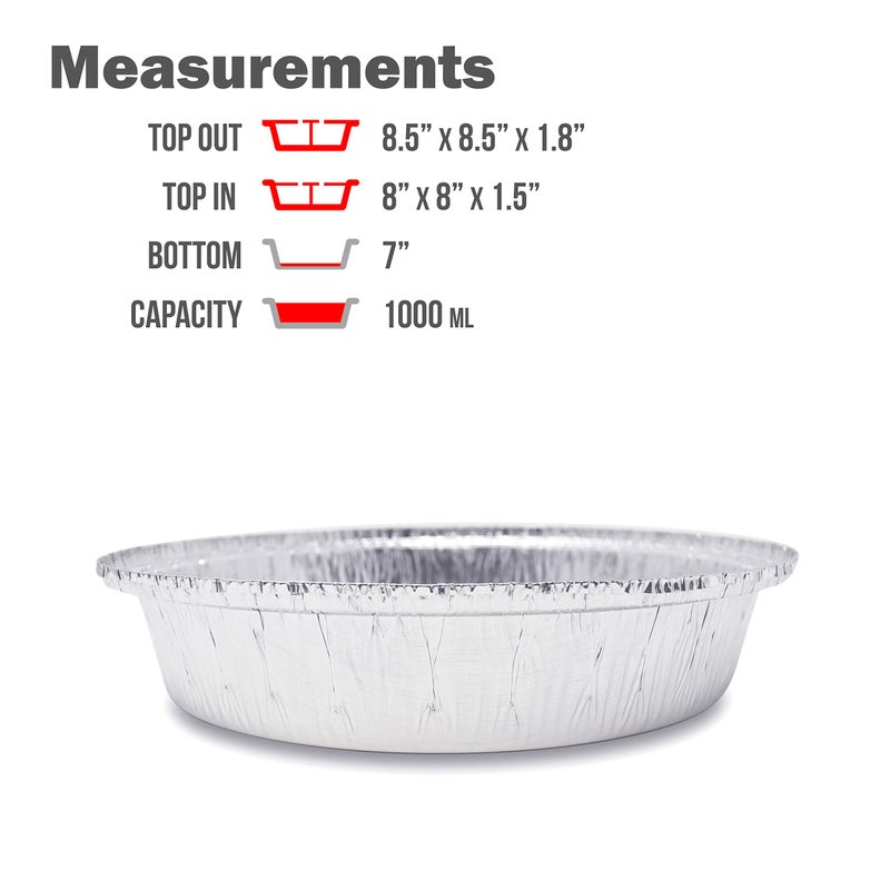 Fig & Leaf (40 Pack) Premium 8-Inch Round Foil Pans with Plastic Dome Lids l Heavy Duty l Disposable Aluminum Tin for Roasting, Baking, or Cooking - Image 3