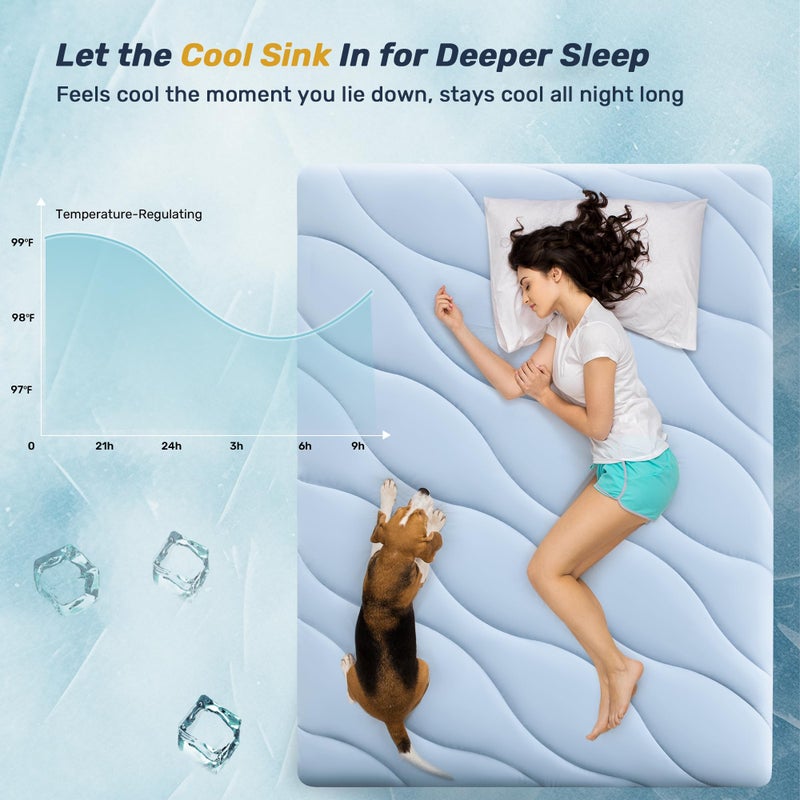 Unikome Ultra Soft Waterproof Mattress Pad King, Cooling Mattress Protector for Hot Sleepers, 5-Layers Noiseless Washable Mattress Cover with 8"-21" Deep Pocket (Light Blue, 78x80) - Image 4