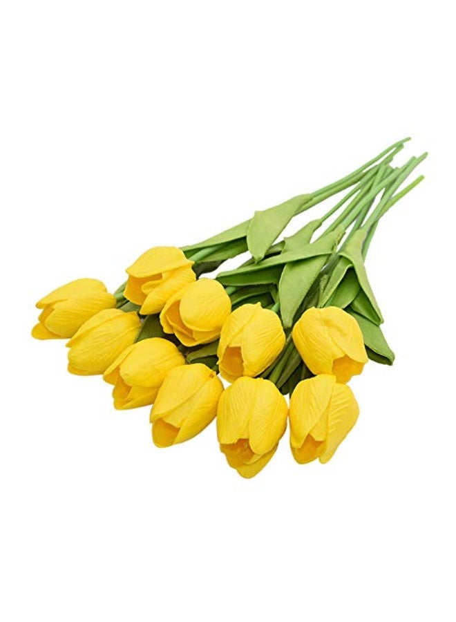 10Pcs PU Real Touch Artificial Tulips Fake Flowers Flowers Arrangement Bouquet for Home Office Wedding Decoration (Yellow) - Image 5