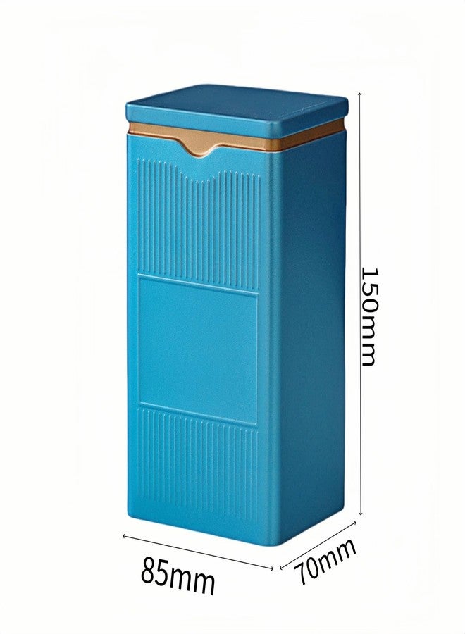 HAN SHENG Durable Square Tea Tins with Airtight Lid - Food Storage Containers for Tea, Coffee, Herbs, Candy, Spices (Blue) - Image 2