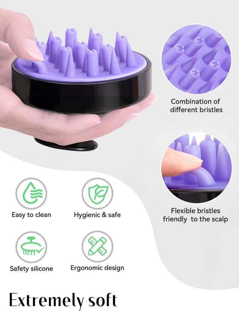 Heeta فرشاة تدليك فروة الرأس HEETA، فرشاة شامبو للشعر محدثة، مقشر فروة الرأس الرطب والجاف مع شعيرات سيليكون ناعمة، أداة تدليك الرأس لغسل الشعر للعناية بالشعر للنساء والرجال والأطفال لجميع أنواع الشعر (أسود) - Image 2