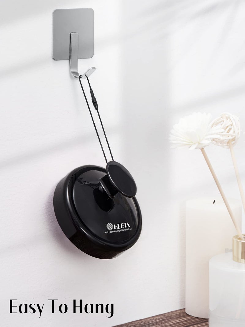 Heeta فرشاة تدليك فروة الرأس HEETA، فرشاة شامبو للشعر محدثة، مقشر فروة الرأس الرطب والجاف مع شعيرات سيليكون ناعمة، أداة تدليك الرأس لغسل الشعر للعناية بالشعر للنساء والرجال والأطفال لجميع أنواع الشعر (أسود) - Image 5