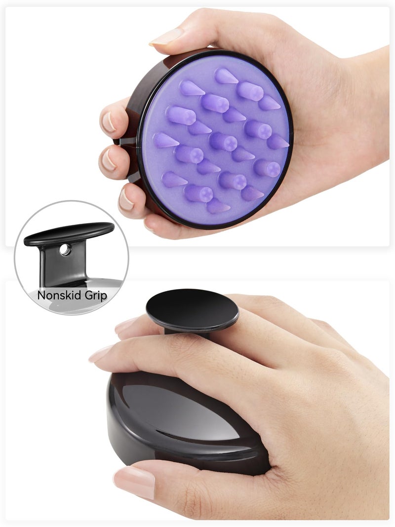 Heeta فرشاة تدليك فروة الرأس HEETA، فرشاة شامبو للشعر محدثة، مقشر فروة الرأس الرطب والجاف مع شعيرات سيليكون ناعمة، أداة تدليك الرأس لغسل الشعر للعناية بالشعر للنساء والرجال والأطفال لجميع أنواع الشعر (أسود) - Image 3