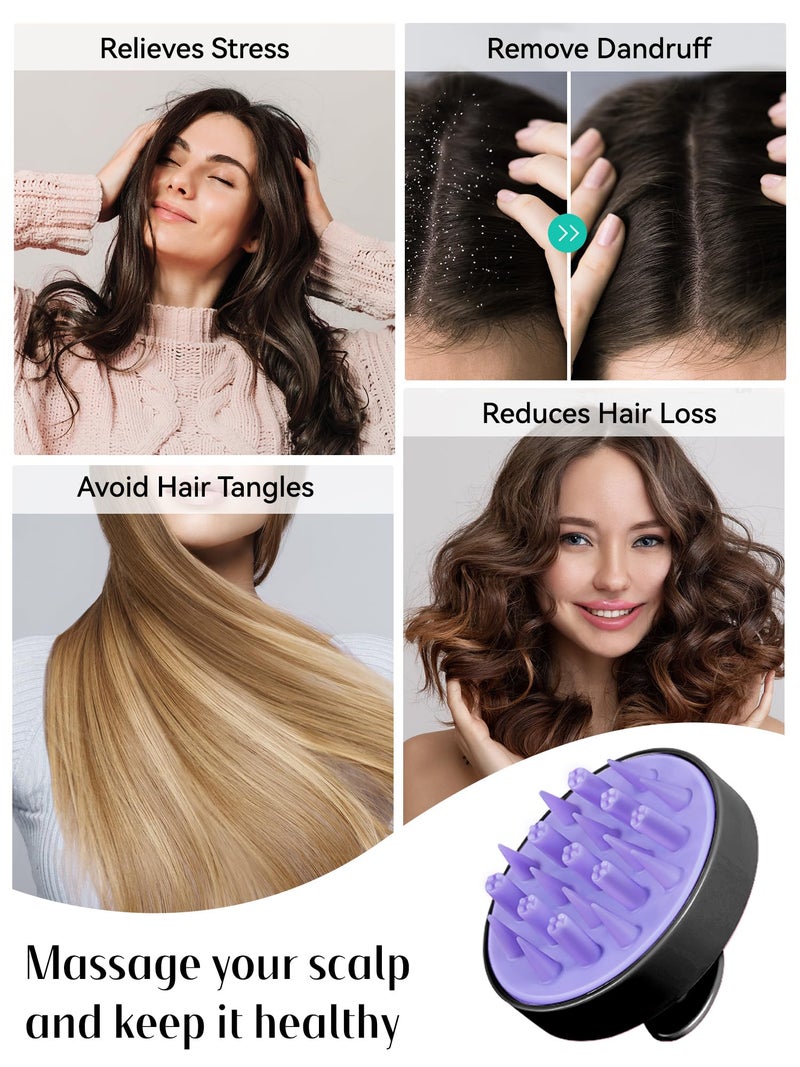 Heeta فرشاة تدليك فروة الرأس HEETA، فرشاة شامبو للشعر محدثة، مقشر فروة الرأس الرطب والجاف مع شعيرات سيليكون ناعمة، أداة تدليك الرأس لغسل الشعر للعناية بالشعر للنساء والرجال والأطفال لجميع أنواع الشعر (أسود) - Image 4