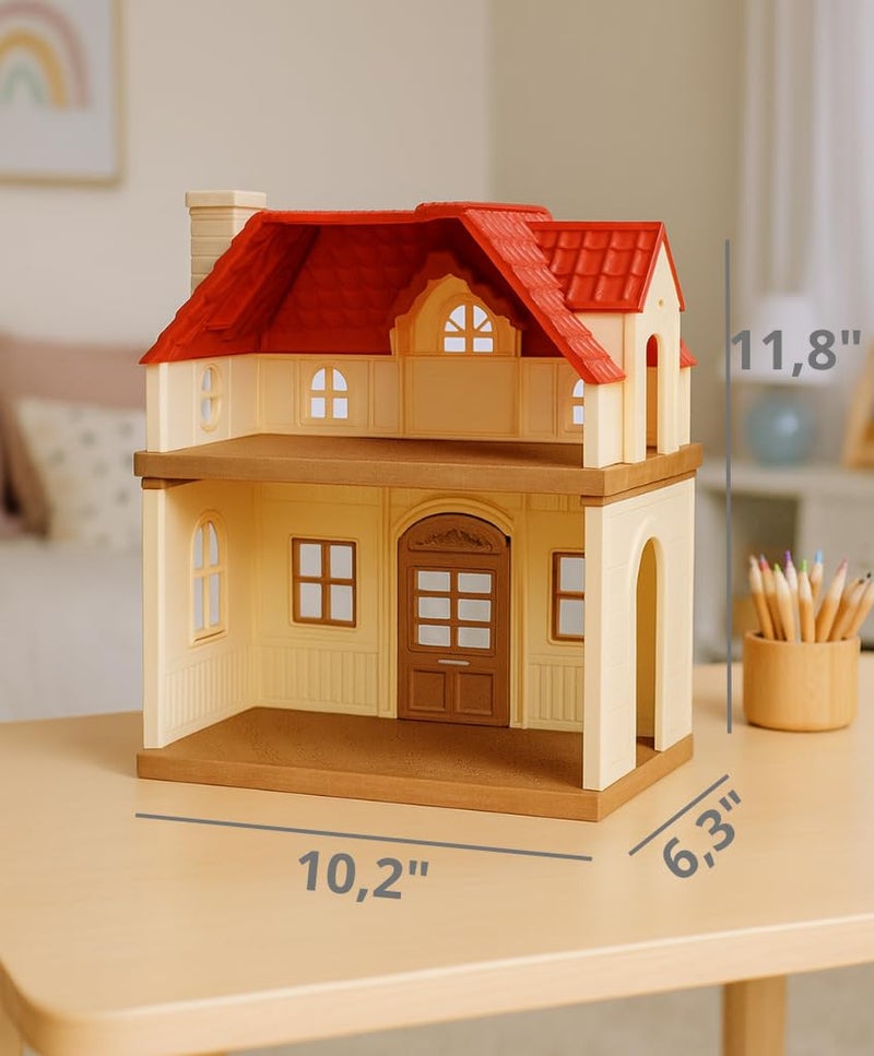OLEOCA Family Cottage Doll House â€” 2-Story Country Cottage with Dining Set & Bunny Figure, Complete Dollhouse Playset for Creative Pretend Play, Gift for Kids Ages 3+ - Image 2
