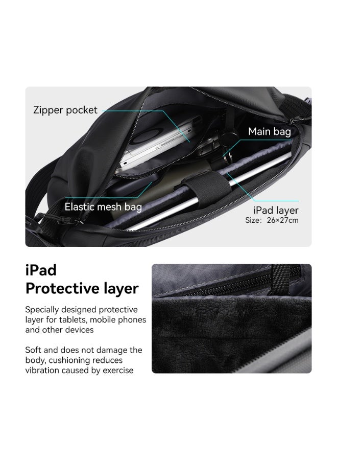 Mark Ryden MR-124 Crossbody Shoulder Bag for Men – Lightweight Waterproof Sling Bag with Tablet Sleeve, Anti-Theft Pocket & Adjustable Strap – Oxford Fabric, YKK Zipper – Elegant Black