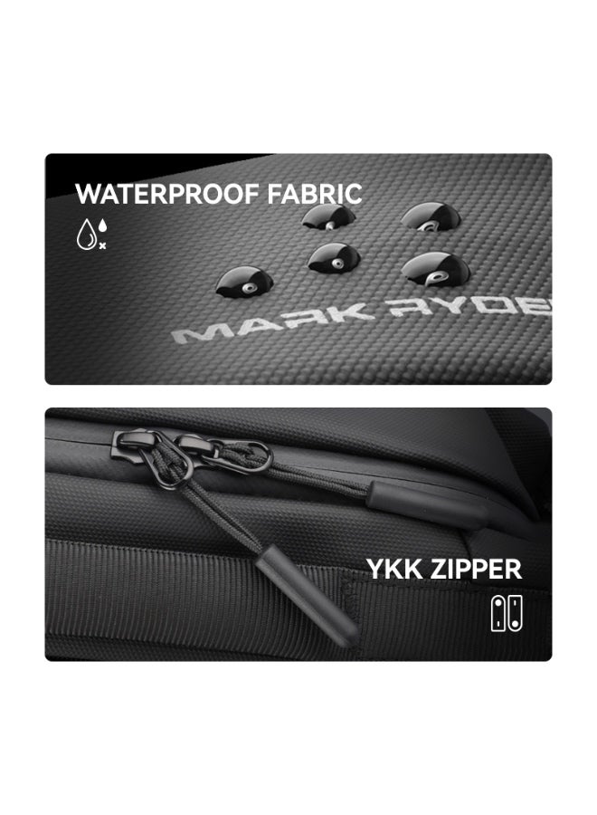 Mark Ryden MR-124 Crossbody Shoulder Bag for Men – Lightweight Waterproof Sling Bag with Tablet Sleeve, Anti-Theft Pocket & Adjustable Strap – Oxford Fabric, YKK Zipper – Elegant Black