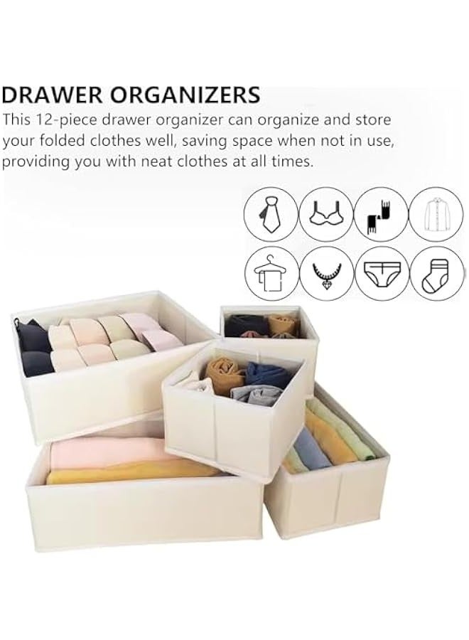 TRASSLE 12Pack Foldable Drawer Organiser set, Wardrobe Organizer,Drawer Organizer Folding Storage Shelf, Stylish Organizers, for Socks, Bras, Underwear, Leggings, Jeans, Sweaters,Etc  - Image 3