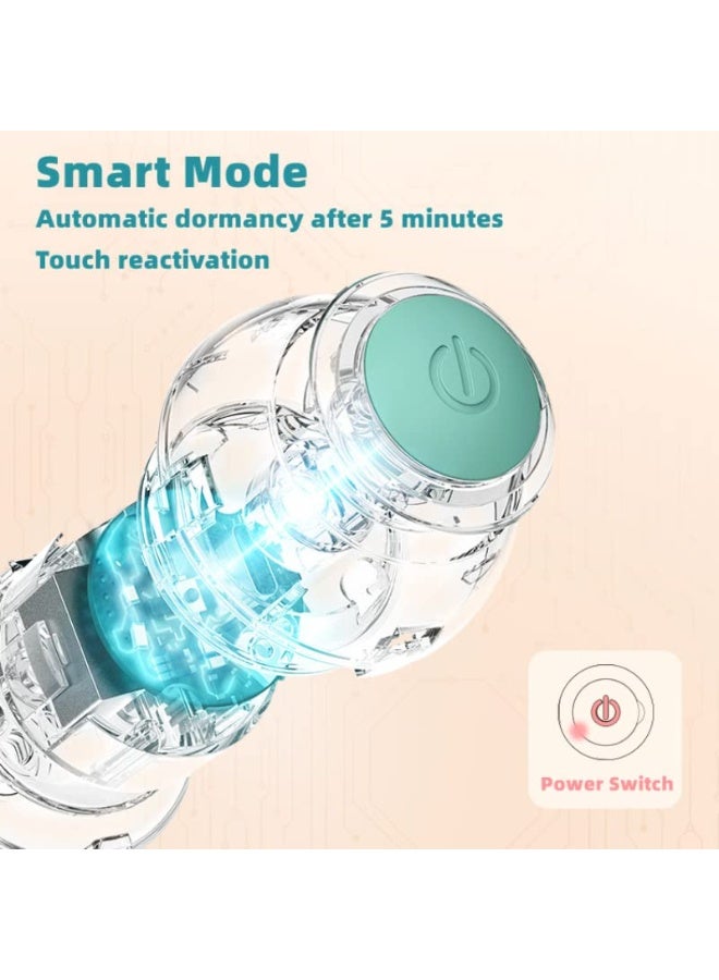 التفاعلية Cat لعبة الكرة، 360 درجة الذاتية الدوار تلقائي لعب القطط للقطط الداخلية، USB قابل لإعادة الشحن هادئة تتحرك الكرة مع وضع التجنب الذكي، هدية اللغز الممتعة لإغاثة الممل (الأخضر) - Image 3