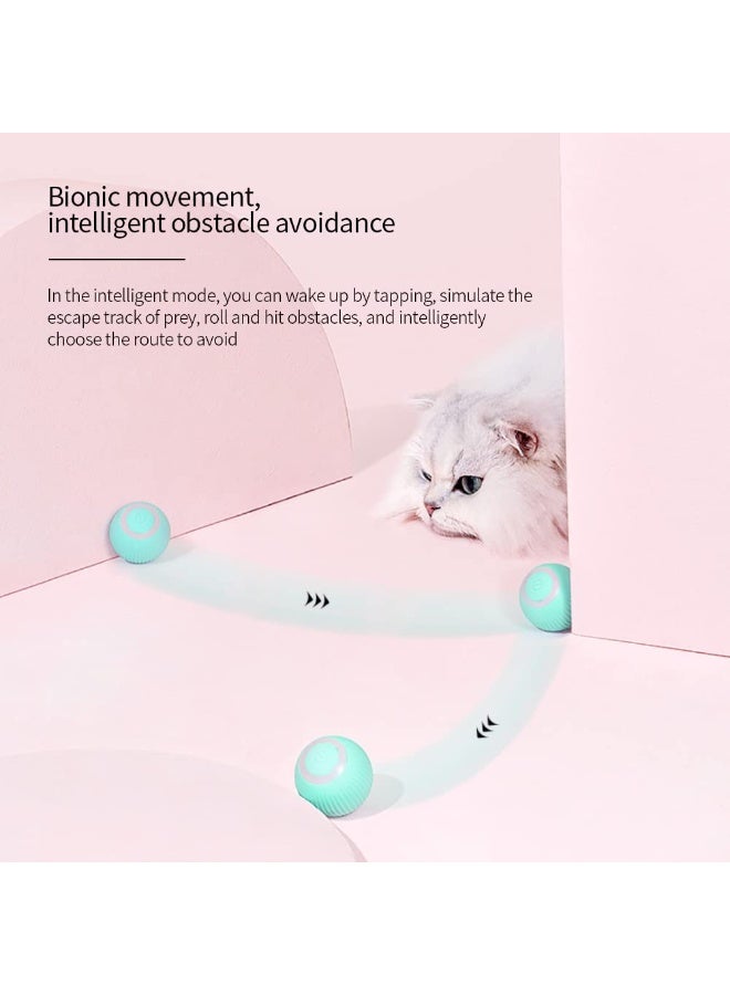 التفاعلية Cat لعبة الكرة، 360 درجة الذاتية الدوار تلقائي لعب القطط للقطط الداخلية، USB قابل لإعادة الشحن هادئة تتحرك الكرة مع وضع التجنب الذكي، هدية اللغز الممتعة لإغاثة الممل (الأخضر) - Image 2