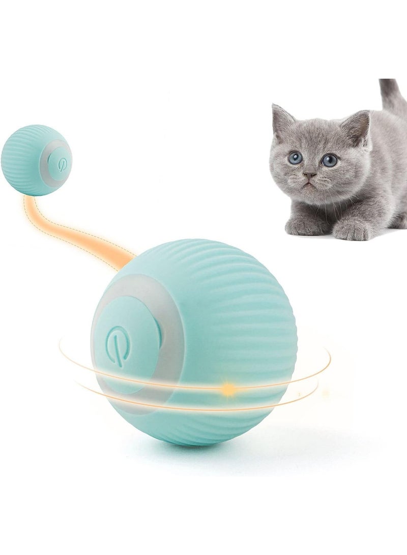 التفاعلية Cat لعبة الكرة، 360 درجة الذاتية الدوار تلقائي لعب القطط للقطط الداخلية، USB قابل لإعادة الشحن هادئة تتحرك الكرة مع وضع التجنب الذكي، هدية اللغز الممتعة لإغاثة الممل (الأخضر) - Image 1