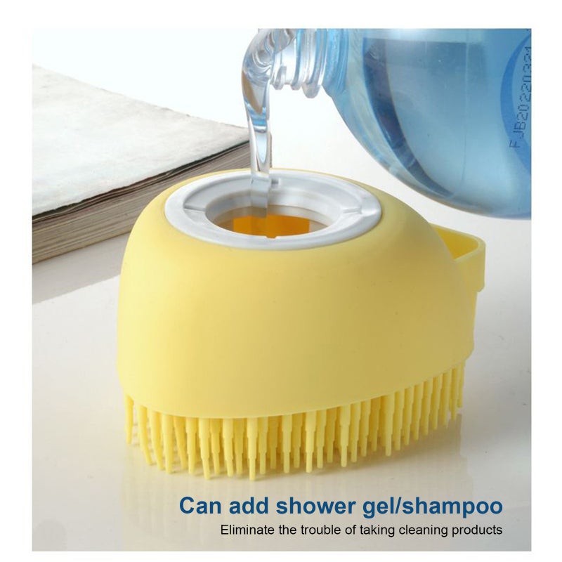 Silicone bath brush can hold shower gel liquid multi-functional pet baby bath shampoo brush massage scrub brush Pink Quartet OPP - Image 5