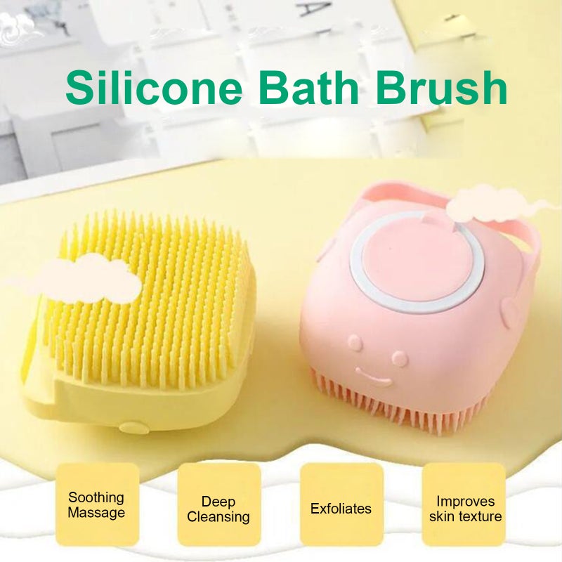 Silicone bath brush can hold shower gel liquid multi-functional pet baby bath shampoo brush massage scrub brush Pink Quartet OPP - Image 3