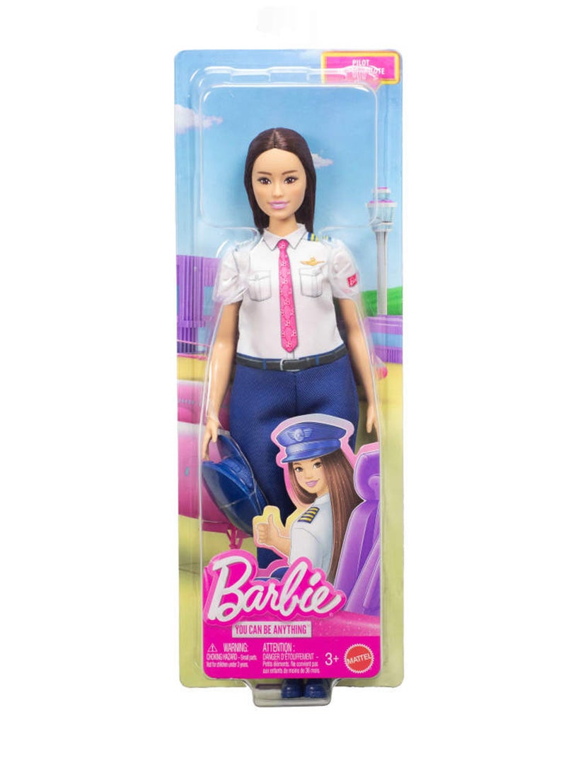 Barbie Careers Pilot Fashion Doll Wearing Removable Look with Flight Uniform & Shoes, Plus Hat Accessory - Image 5
