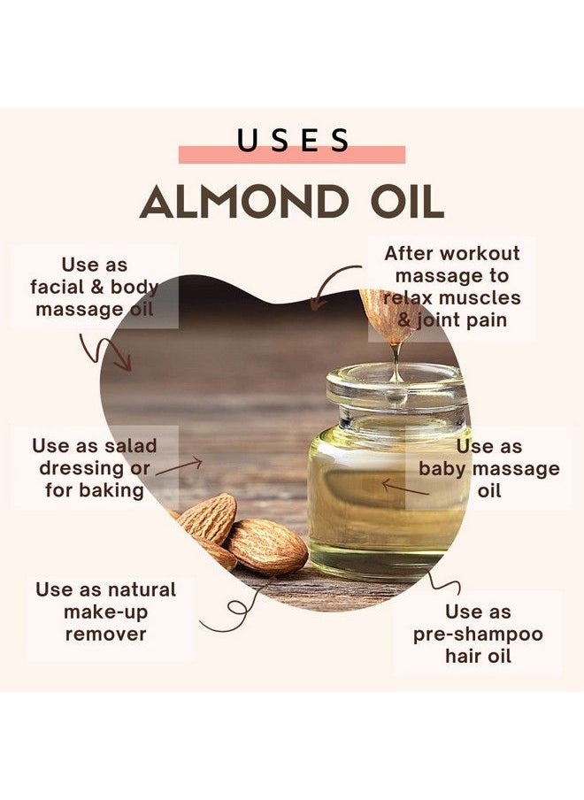 Coldpressed Sweet Almond Oil Pure Roghan Badam Shirin Tel For Massage Glass Bottle (Hair Skin) 100 Ml