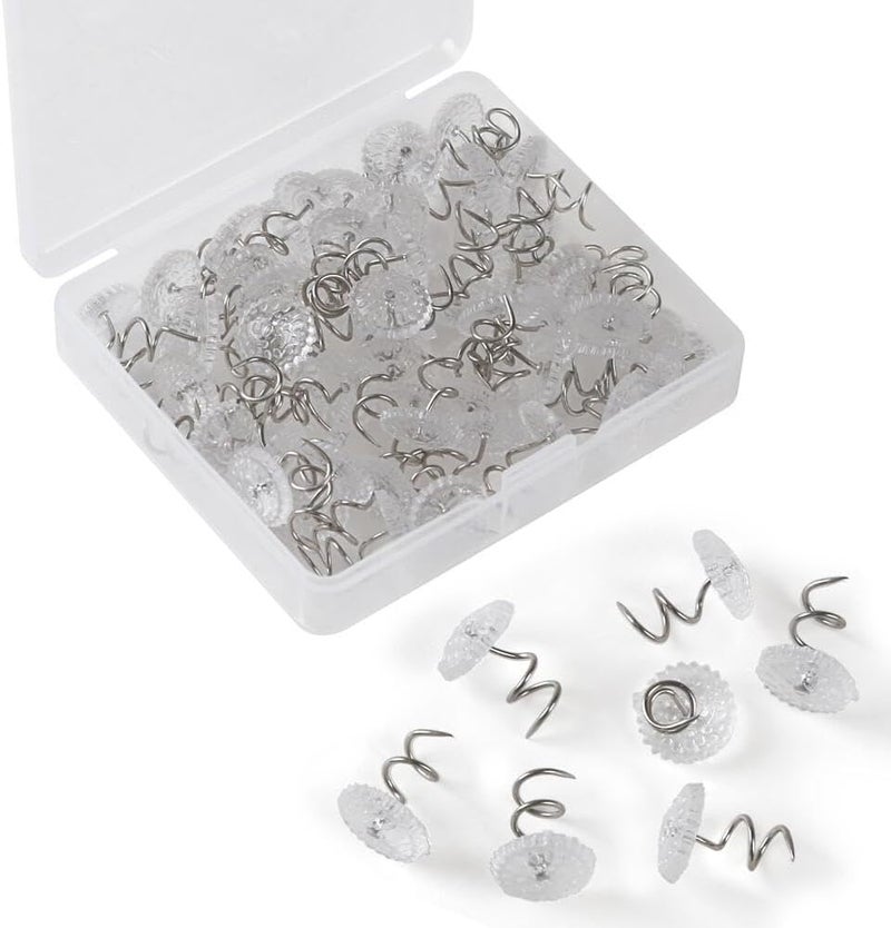 KAKULO Upholstery Pins, 60 PCS Clear Twist Pins Furniture Pin for Upholstery Supplies, Bed Skirt, Slipcovers - Image 1