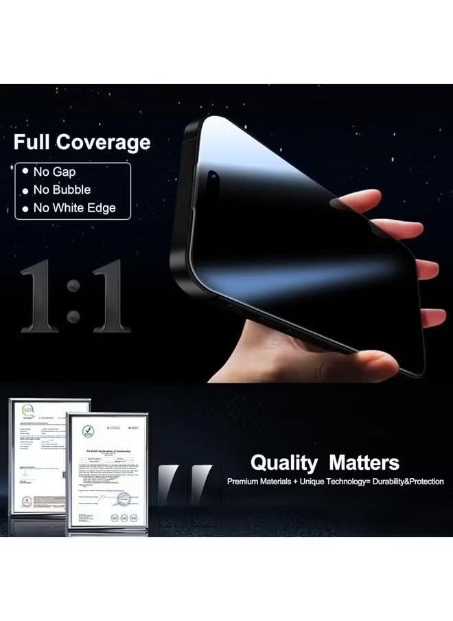 Raxoom 2-Pack Privacy Screen Protector & 2-Pack Camera Lens Protector for iPhone 16 Pro â€“ 9H+ Ultra-Strong Tempered Glass with Full Coverage, Anti-Glare, Anti-Scratch, and Smudge-Resistant Shield - Image 4