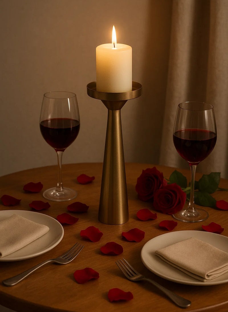 لوفت حامل شموع معدني، الطول 10.8 × العرض 10.08 × الارتفاع 41.04 سم، ذهبي، حديد - 196762 - Image 1