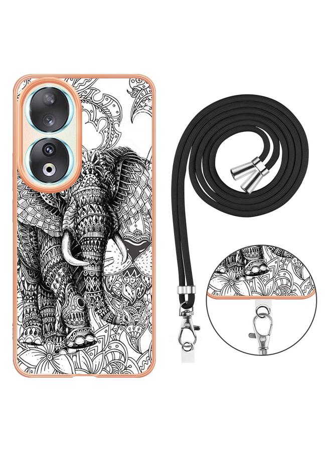 جرين تايجر جراب لهاتف Honor 90 مطلي بالكهرباء من الجانبين مع حبل تعليق - Image 3